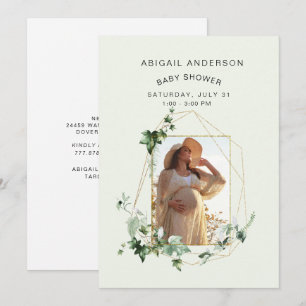 Invitation Maman Photo Mint Ivy Baby shower encadré