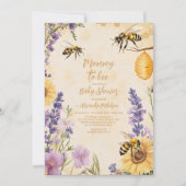 Invitation Maman qui devient abeille Fleurs Baby Shower (Devant)