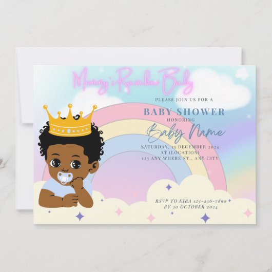 Invitation Maman Rainbow Baby Boy (Devant)
