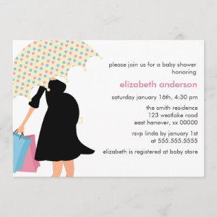 Invitation Maman sous le baby shower de parapluie