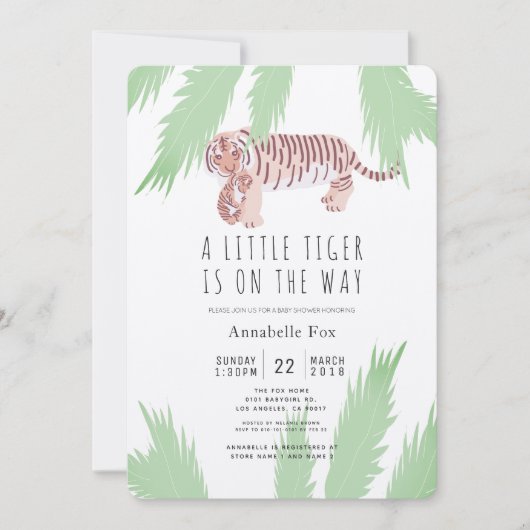 Invitation Maman Tiger & Cub Kraft Baby shower papier Invitat (Devant)