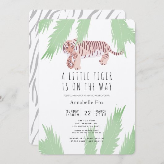 Invitation Maman Tiger & Cub Kraft Baby shower papier Invitat (Devant / Derrière)