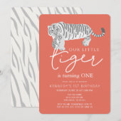 Invitation Maman Tiger & Cub Modern Red 1er anniversaire (Devant / Derrière)