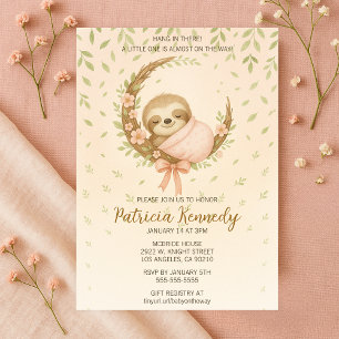 Invitation Maman-to-be Cosy Baby shower de bois Sloth