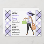 Invitation Maman-to-Be (peau foncée) Baby shower à plaid viol (Devant / Derrière)