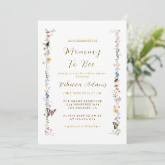 Invitation Maman to Bee Baby shower Fleur sauvage