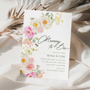 Invitation Maman to Bee   Baby shower Floral Aquarelle