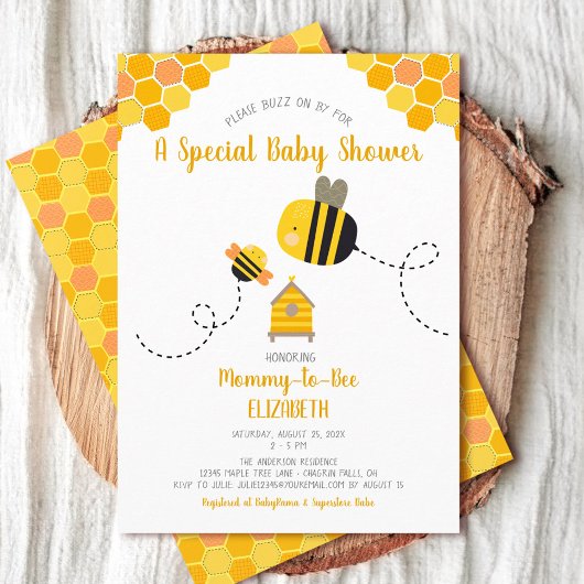Invitation Maman to Bee Baby shower Genre Neutre mignon doux