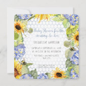Invitation Maman to Bee Bumblebee Sunflower Blue Hydrangea (Devant)