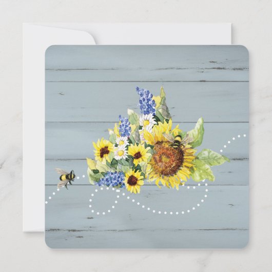 Invitation Maman to Bee Bumblebee Sunflower Gold Parties scin (Dos)
