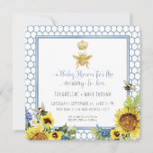 Invitation Maman to Bee Bumblebee Sunflower Gold Parties scin (Devant)