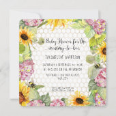 Invitation Maman to Bee Bumblebee Sunflower rose Hydrangeas I (Devant)
