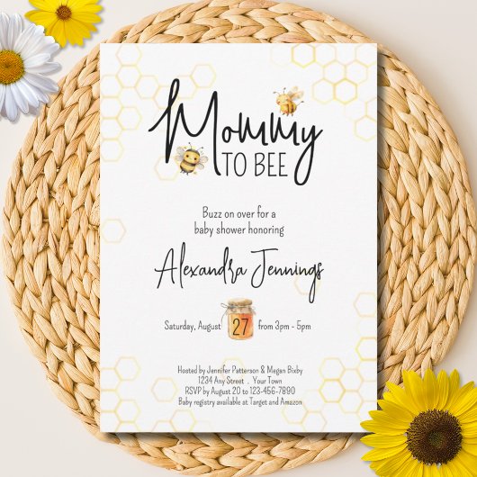 Invitation Maman to Bee Honey Baby shower neutre pour les fem