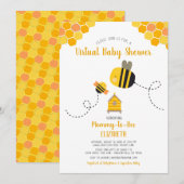 Invitation Maman to Bee Virtual Sweet Cute Kawaii Baby shower (Devant / Derrière)