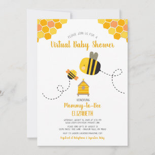 Invitation Maman to Bee Virtual Sweet Cute Kawaii Baby shower
