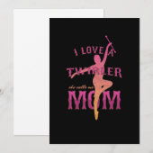 Invitation Maman Twirleuse Fière Mère Majorette J'Aime Une (Devant / Derrière)