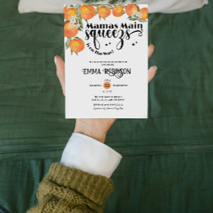 Invitation Mamas Baby shower principal Squeeze Orange Aquarel