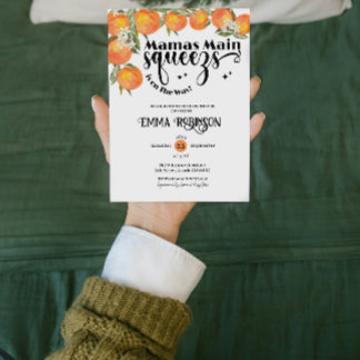 Invitation Mamas Baby shower principal Squeeze Orange Aquarel