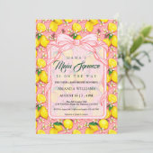 Invitation Mama's Main Squeeze Pink Bow Summer Baby Shower (Debout devant)