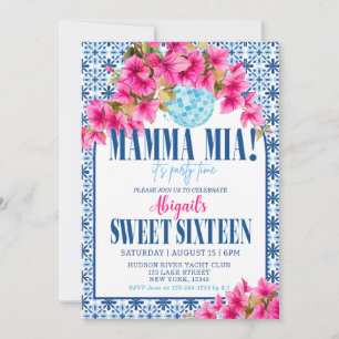 Invitation Mamma Mia ! 16 ans, Joyeux Anniversaire