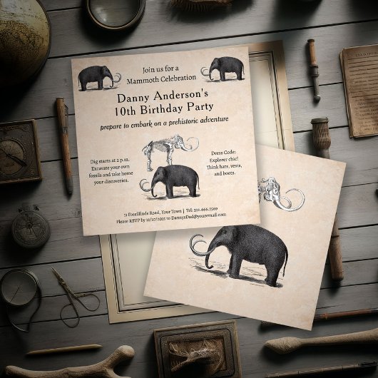 Invitation Mammoth laineux Bon temps Garçons fête d'anniversa