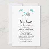 Invitation Mammy Baby Elephant avec nuages Baptême (Devant)