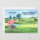 Invitation Man Golf Putting Fifty 50th Birthday (Devant)