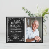 Invitation Man Myth Legend Black 100th Birthday Photo (Debout devant)