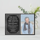Invitation Man Myth Legend Black 60th Birthday Photo (Debout devant)