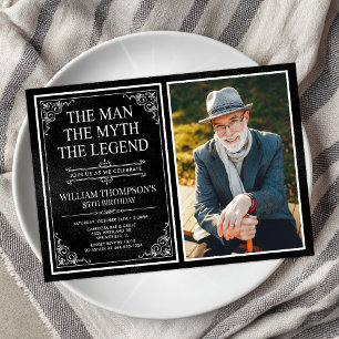 Invitation Man Myth Legend Black 85th Birthday Photo