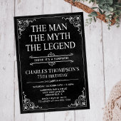 Invitation Man Myth Legend Black Surprise 75e anniversaire