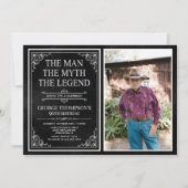 Invitation Man Myth Legend Black Surprise 90th Birthday Photo (Devant)