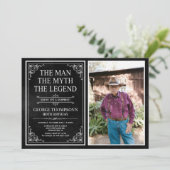 Invitation Man Myth Legend Black Surprise 90th Birthday Photo (Debout devant)