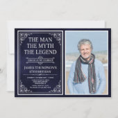 Invitation Man Myth Legend Blue 65th Birthday Photo (Devant)