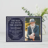Invitation Man Myth Legend Blue 85th Birthday Photo (Debout devant)