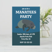 Invitation Manatee Sous Le Manatee D'Anniversaire De La Mer (Debout devant)