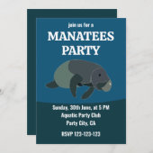 Invitation Manatee Sous Le Manatee D'Anniversaire De La Mer (Devant / Derrière)