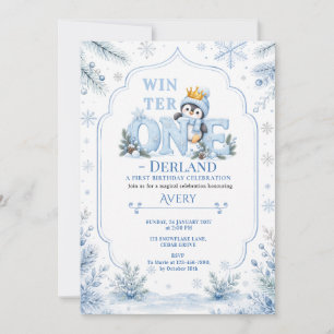 Invitation Manchot Couronné Hiver ONEderland Premier Annivers