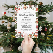Invitation Manchots de Noël Rouge Vert