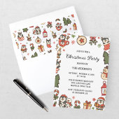 Invitation Manchots de Noël Rouge Vert