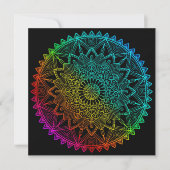 Invitation Mandala Arc-en-ciel noir (Devant)