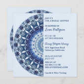 Invitation Mandala aux nuances de bleu (Devant / Derrière)