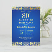 Invitation Mandala Bleu Avec Or 80ème Anniversaire (Debout devant)