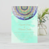 Invitation Mandala bleu or aquarelle (Debout devant)