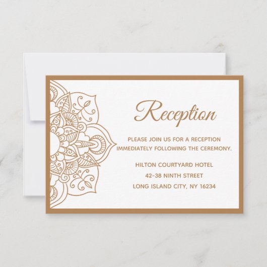 Invitation Mandala Brun Boho Indien Moderne Mariage Vintage (Devant)