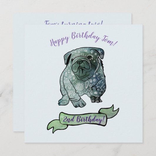 Invitation Mandala Chien fête d'anniversaire Chien de France (Devant / Derrière)