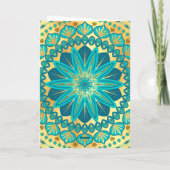 Invitation Mandala de fleurs bleu or (Dos)