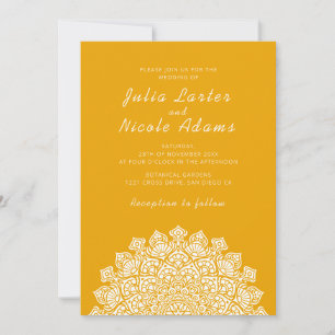 Invitation Mandala de mariage au croissant de lune aérien rad