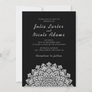 Invitation Mandala de mariage croissant de lune aérien radieu
