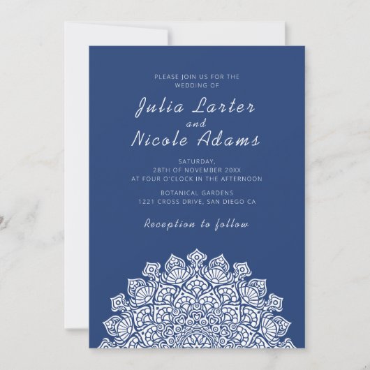Invitation Mandala de mariage croissant de lune aérien radieu (Devant)